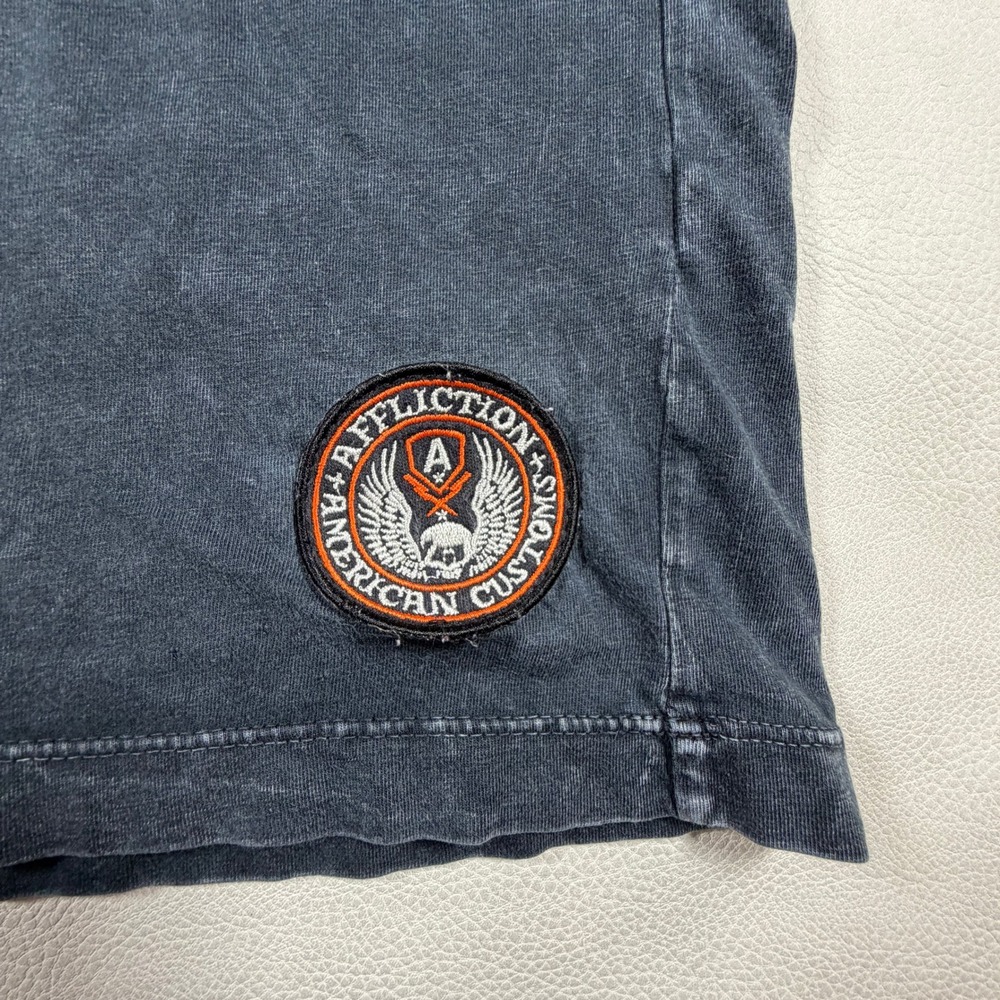 VTG Affliction American Customs Mens L Large Black Acid Wash Skull Eagle T-Shirt - Picture 4 of 14